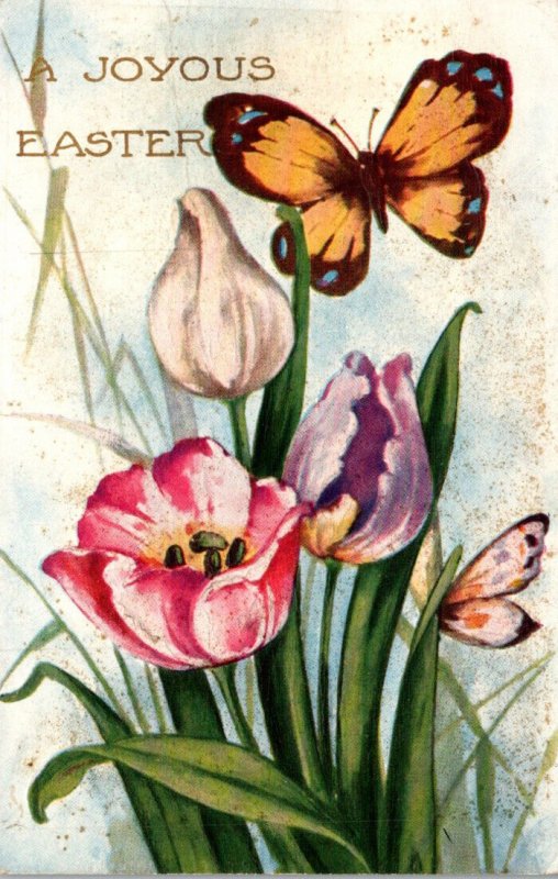 Butterflies A Joyous Easter With Butterfly and Tulips