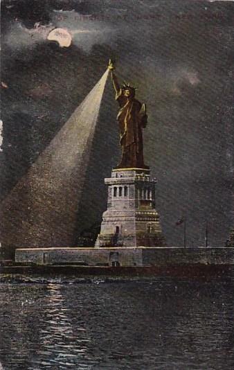Statue Of Liberty At Night New York City New York 1910