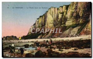 Old Postcard Le Treport Le Peche in Rocks