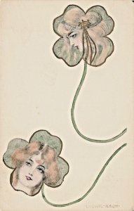 Art Nouveau Artist Signed Ludwig Rauh Beautiful Women Postcard