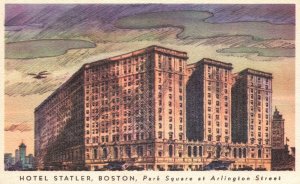 Vintage Postcard 1920's Hotel Statler Park Square Arlington Boston Massachusetts