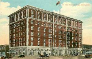 OH, Akron, Ohio, Portage Hotel, Horse and Carriages, Trolley