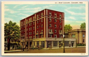Vtg Ohio OH Hotel Lancaster 1940s View Old Linen Card Postcard