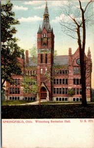 Vtg 1910s Wittenberg College Recitation Hall Springfield Ohio OH Postcard