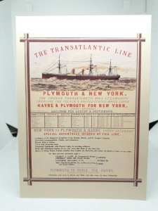 Vintage Poster Postcard 1989 Transatlantic Line Mail Steamship Travel Plymouth