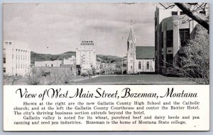K45/ Bozeman Montana Postcard c1940s West Main Street Stores 390