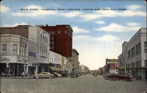 Texarkana Texas TX Arkansas AR Street Scene Vintage Postcard