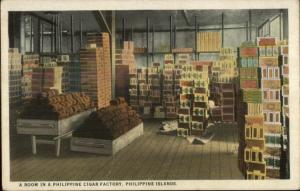 Philippines Cigar Factory Interior c1920 Postcard jrf