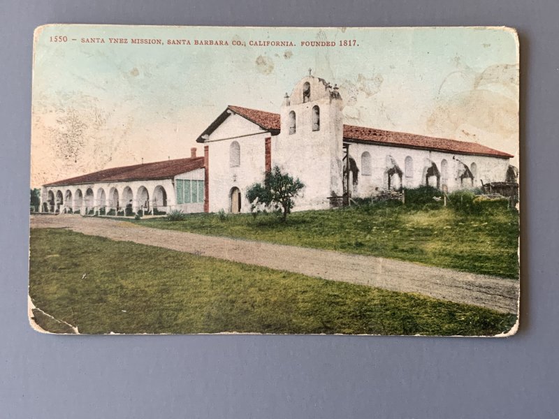 Santa Ynez Mission Santa Barbara CA Litho Postcard A1145085726