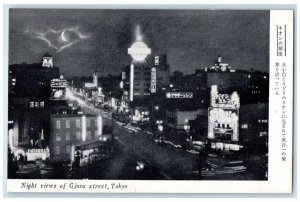 c1910 Night Views of Ginza Street Tokyo Japan Antique Unposted Postcard