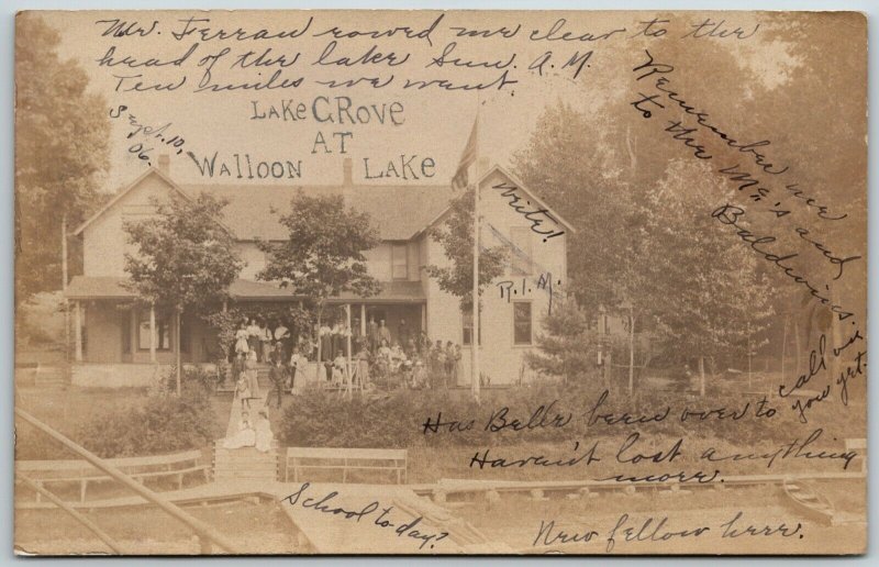 Lake Grove Hotel at Walloon Lake, Petoskey, MI 1906 - Undivided Back Postcard 