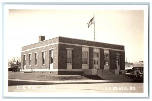 La Plata Missouri MO RPPC Photo Postcard US Post Office Exterior Building c1940