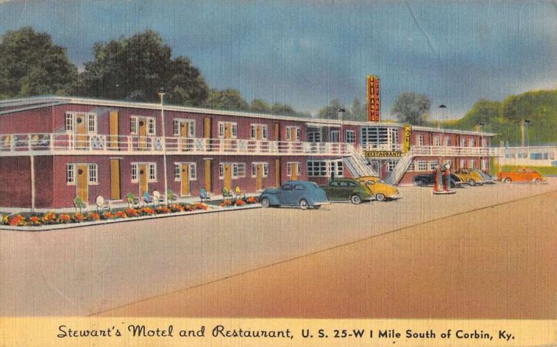 stewart's motel and restaurant  corbin kentucky L4728 antique postcard