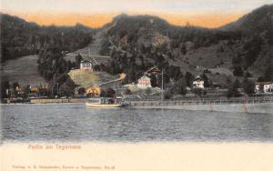 Tegernsee Bavaria Germany birds eye view ship at dock antique pc Y13816