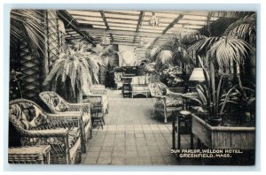 1944 Sun Parlor Weldon Hotel Greenfield, Massachusetts MA Posted Postcard