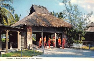 Nassau, Bahamas  PARADISE BEACH Thatched Hut Entrance  4X6 Continental Postcard