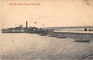 Penns Grove New Jersey The Pier Antique Postcard J55089