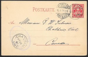 WURTTEMBERG Stamps on Postcard Shield Used c1901