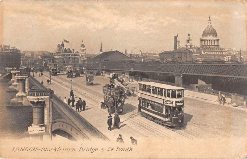 uk38019  blackfriars bridge and st pauls  london real photo  uk lot 14 uk tram