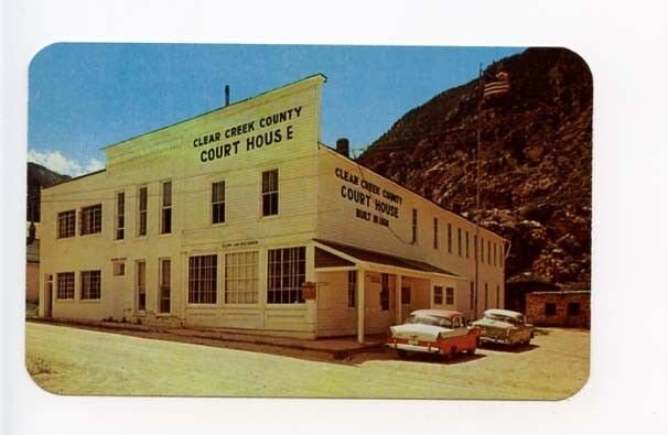 Georgetown CO Clear Creek County Court House Old Cars Postcard