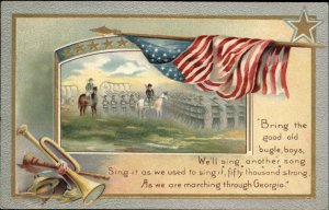 Winsch Memorial Day American Civil War Flag Bugle Border c1910 Postcard