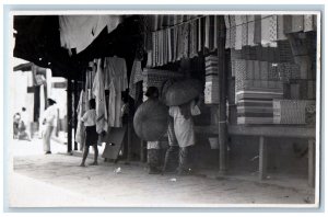 Bali Indonesia Postcard Scene at Clothing Shop c1930's Unposted RPPC Photo