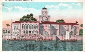Vintage Postcard 1934 John Ringling Mansion Sarasota Florida J. V. Hartman Pub.
