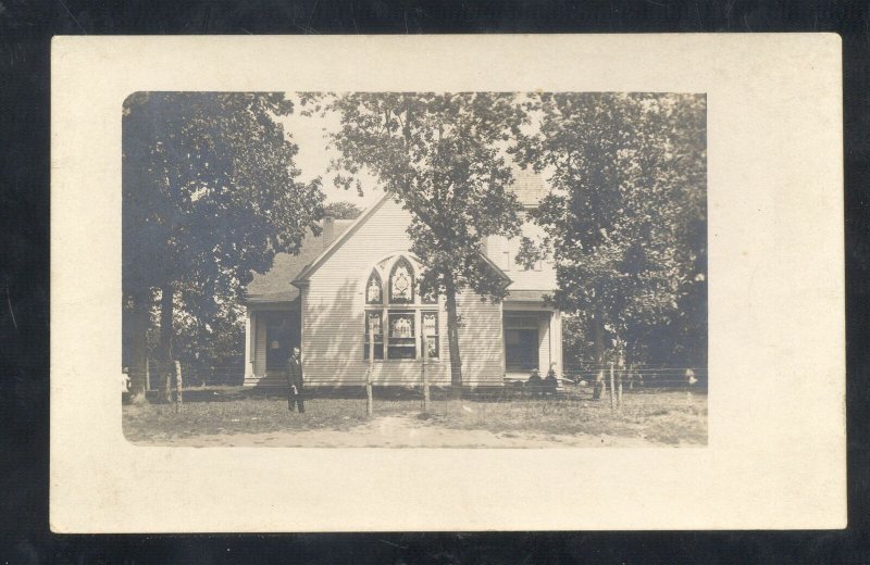 RPPC SALINE COUNTY MISSOURI MOUNT MT. OLIVE CHURCH AZO REAL PHOTO POSTCARD