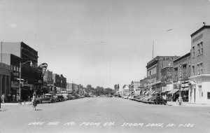 J78/ Storm Lake Iowa RPPC Postcard c40-50s Main Street Stores 45