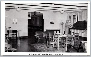 Vtg Fort Dix New Jersey NJ Typical Day Room Army Base 1940s View Postcard