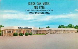 Aurora Black Oak Motel Cafe Roadside 1950s Washington Indiana postcard 5623