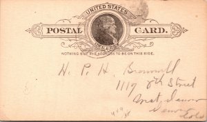 UX9 Jefferson Postal Card 1870s to H P H Bromwell Denver from Nettie Bromwell