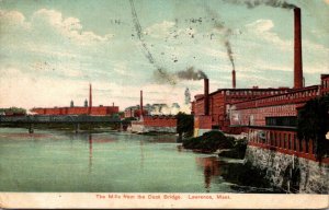 Massachusetts Lawrence The Mills From The Dock Bridge 1909