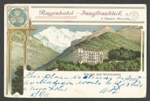 DATE 1911 PPC* GRUSS AUS INTERLAKEN SWITZERLAND RUGENHOTEL
