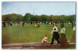 1910 Riverside Park People View Sioux City Iowa IA Posted Clear Lake IA Postcard