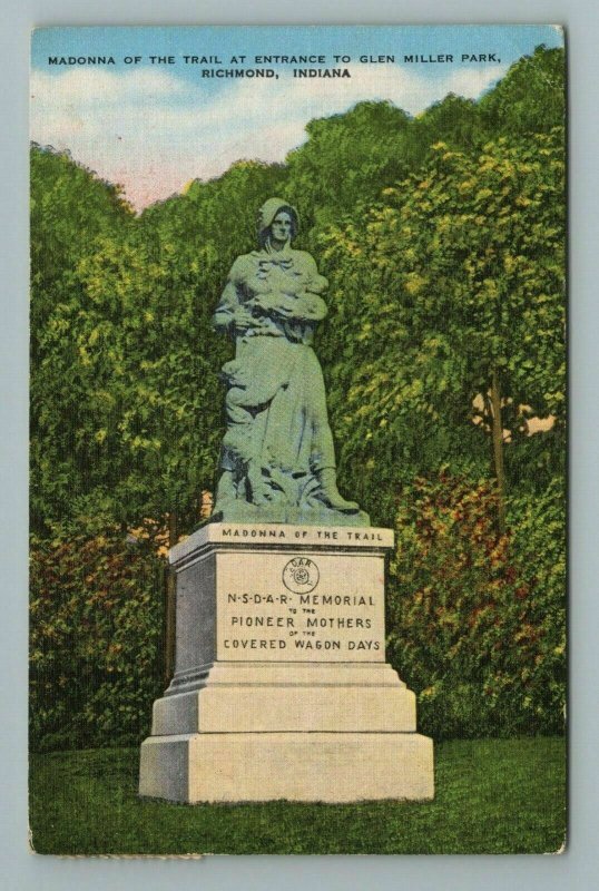 Madonna of the Trail Glen Miller Park Richmond Indiana Postcard 