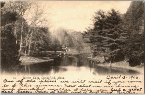 Mirror Lake, Springfield MA c1906 Undivided Back Vintage Postcard W03