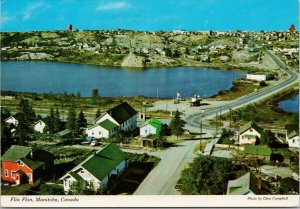 Flin Flon Manitoba MB Birdseye Mine Ross Lake1970s Postcard C8