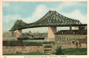 Vintage Postcard 1920's Jacques Cartier Bridge Montreal Canada CA