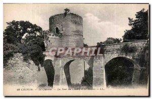 Old Postcard Chinon Chateau La Tour du Coudry and Moat