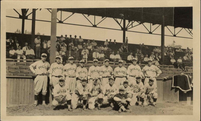 Baseball Team Stands NY POLICE Uniforms NYPD? Vintage Photo Photograph