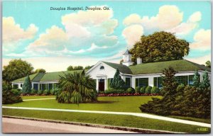 Douglas Georgia GA, Front of Georgia Hospital, Grass Lawn, Vintage Postcard