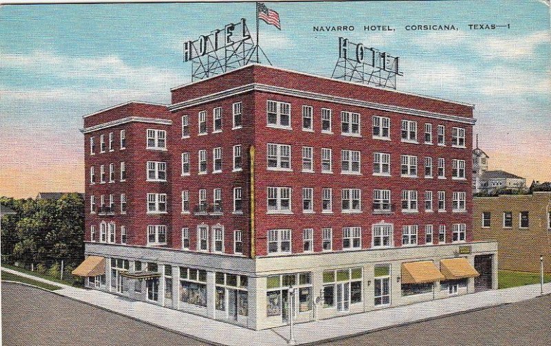 Postcard Navarro Hotel Corsicana Texas TX