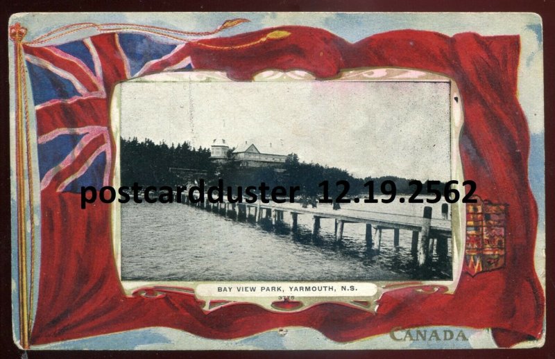 2562 - YARMOUTH Nova Scotia 1910s Patriotic Flag. Bay View Park by Warwick