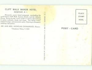 Pre-1980 CLIFF WALK HOTEL & RESTAURANT Newport Rhode Island RI HQ3273
