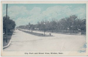 1930 MINDEN Nebraska Nebr Postcard CITY PARK Street View Kearney County