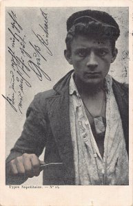 Ethnic 1904 Types Napolitains Italian Naples Boy with Knife postcard C357