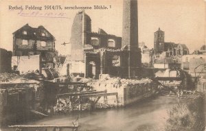 WWI 1915 Rethel France Destroyed Mill Feldpost RPPC Real Photo Postcard War