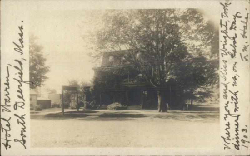 South Deerfield MA Hotel Warren c1905 Real Photo Postcard