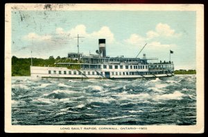 dc1888 - CORNWALL Ontario Postcard 1934 Long Sault Rapids Steamer RAPIDS KING